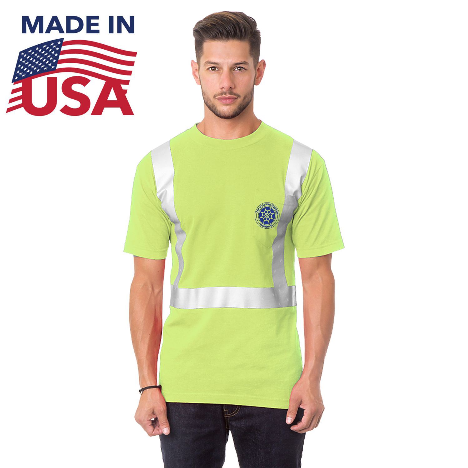 USA-Made Class 2 Poly-Cotton Safety T-Shirt with Pocket 2
