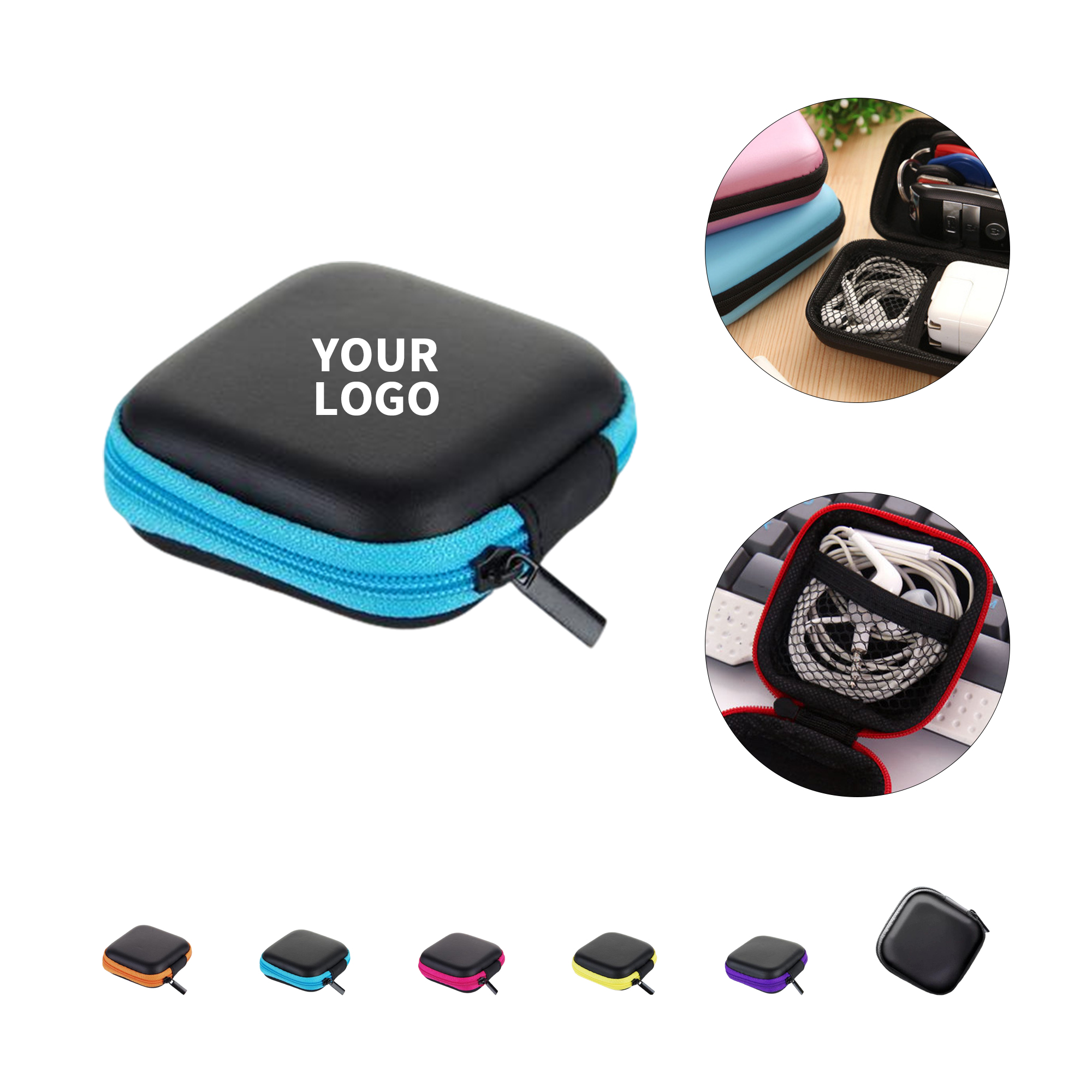 Square EVA Earbud Zipper Carry Case 7