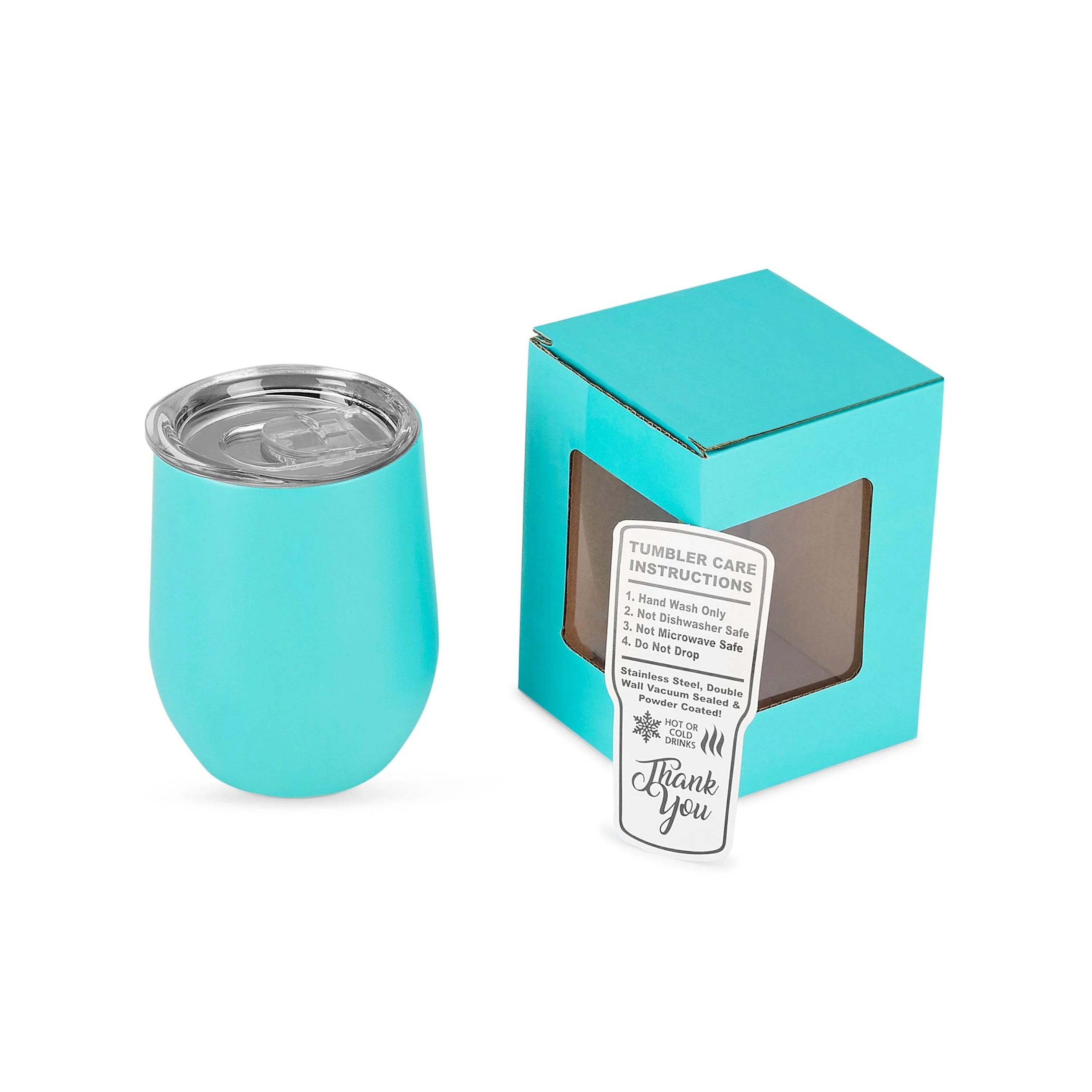 12 Oz. Unbranded Stemless Wine Glass w/ Color Matched Window Display Gift Box 1