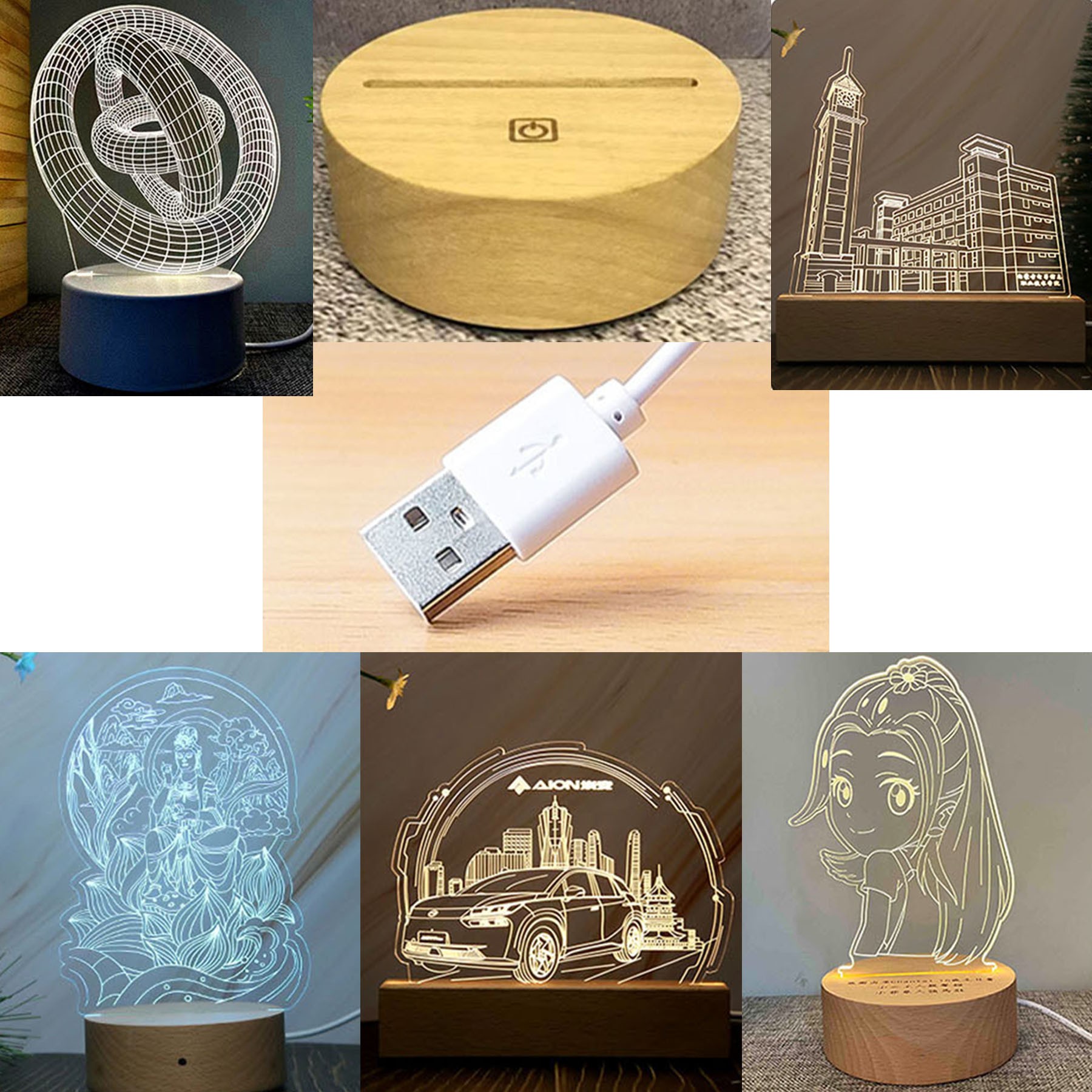 Personalized Custom Photo 3D Night LED Light Lamp Bases 2