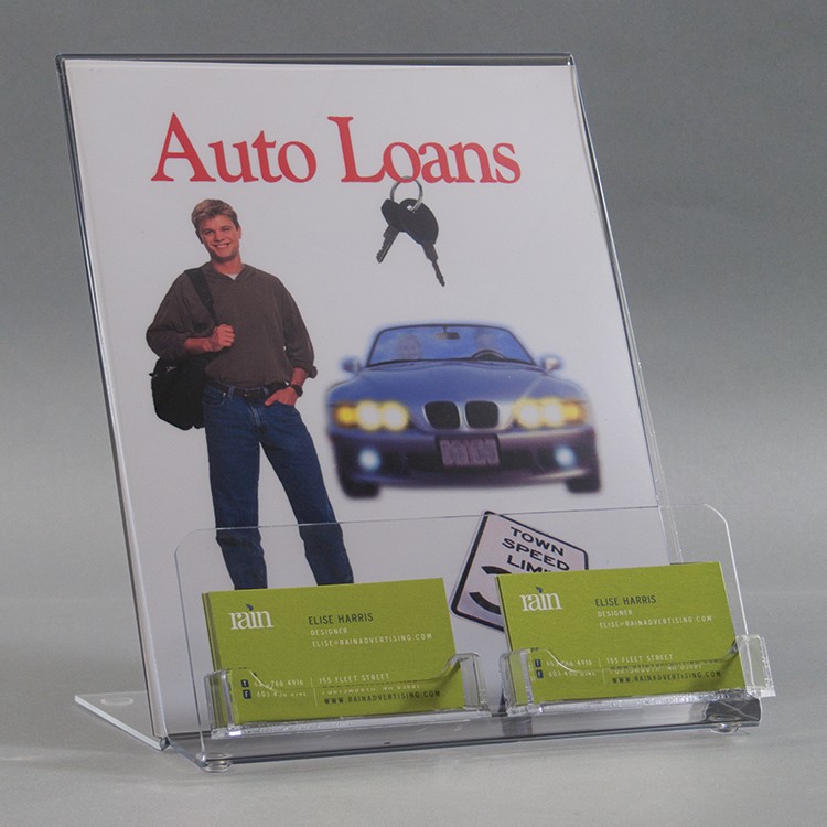 Sign and Literature Holder with 2 Business Card Holders 8 5w