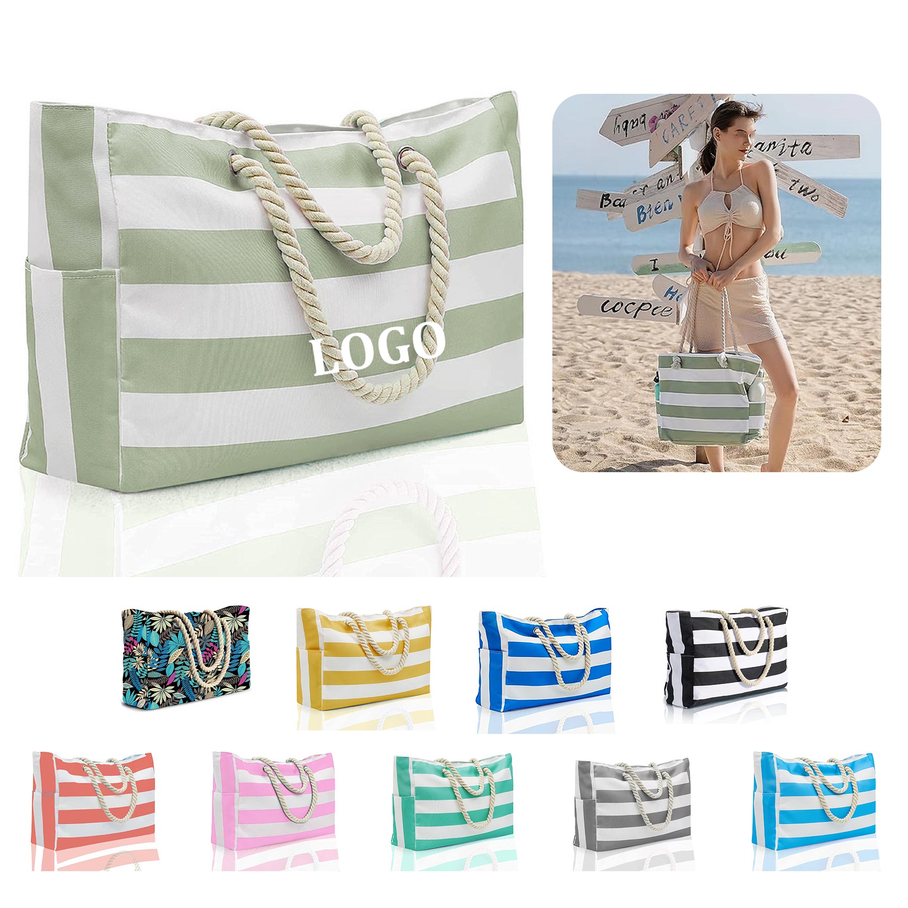 Waterproof Sandproof Beach Bag with Zipper