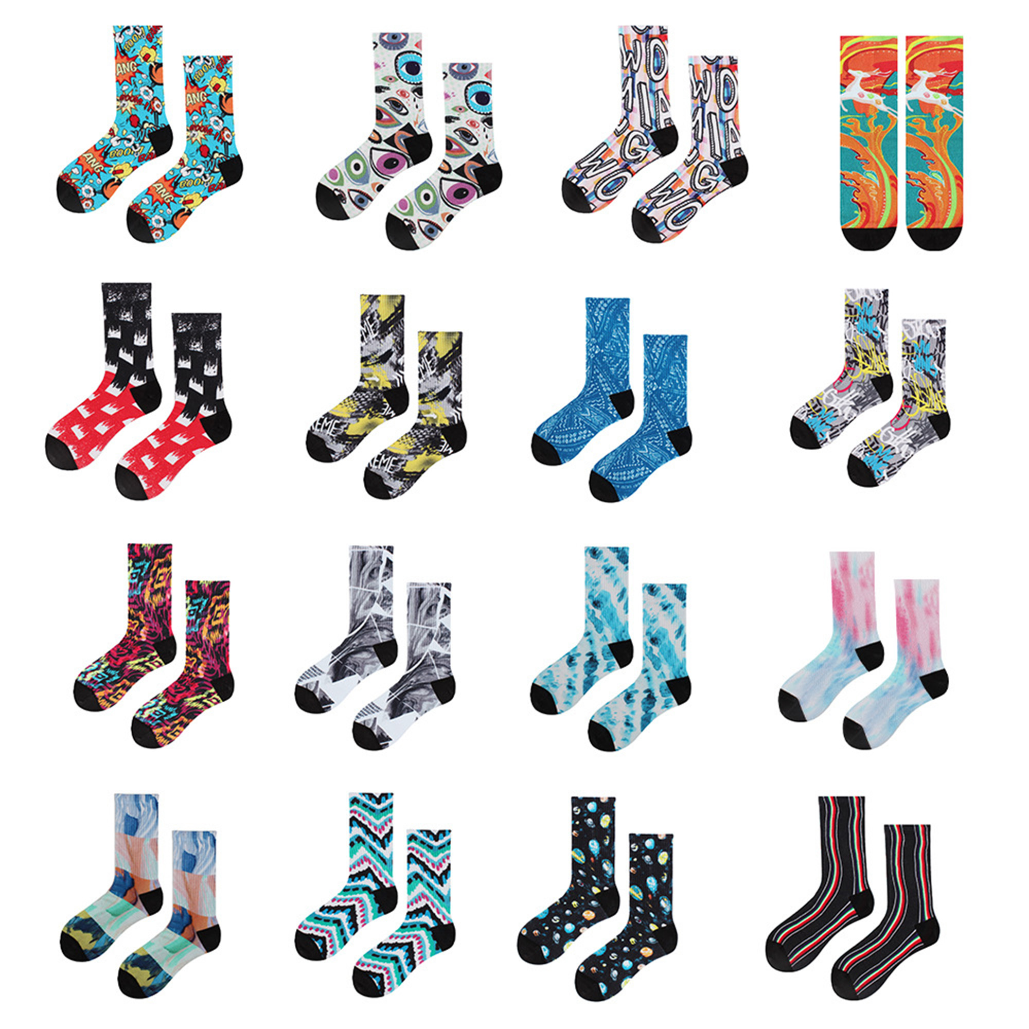 MOQ 20 Full Color Digital Printed Polyester Socks 2