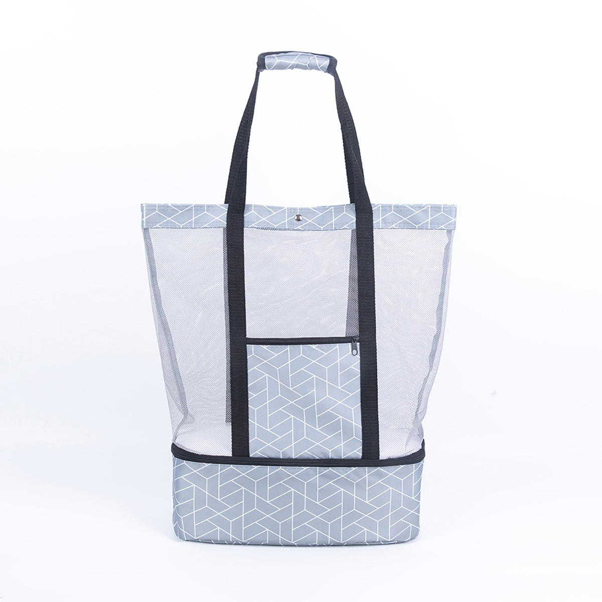 Mesh Beach Tote With Cooler Compartment Zipper Pocket 5