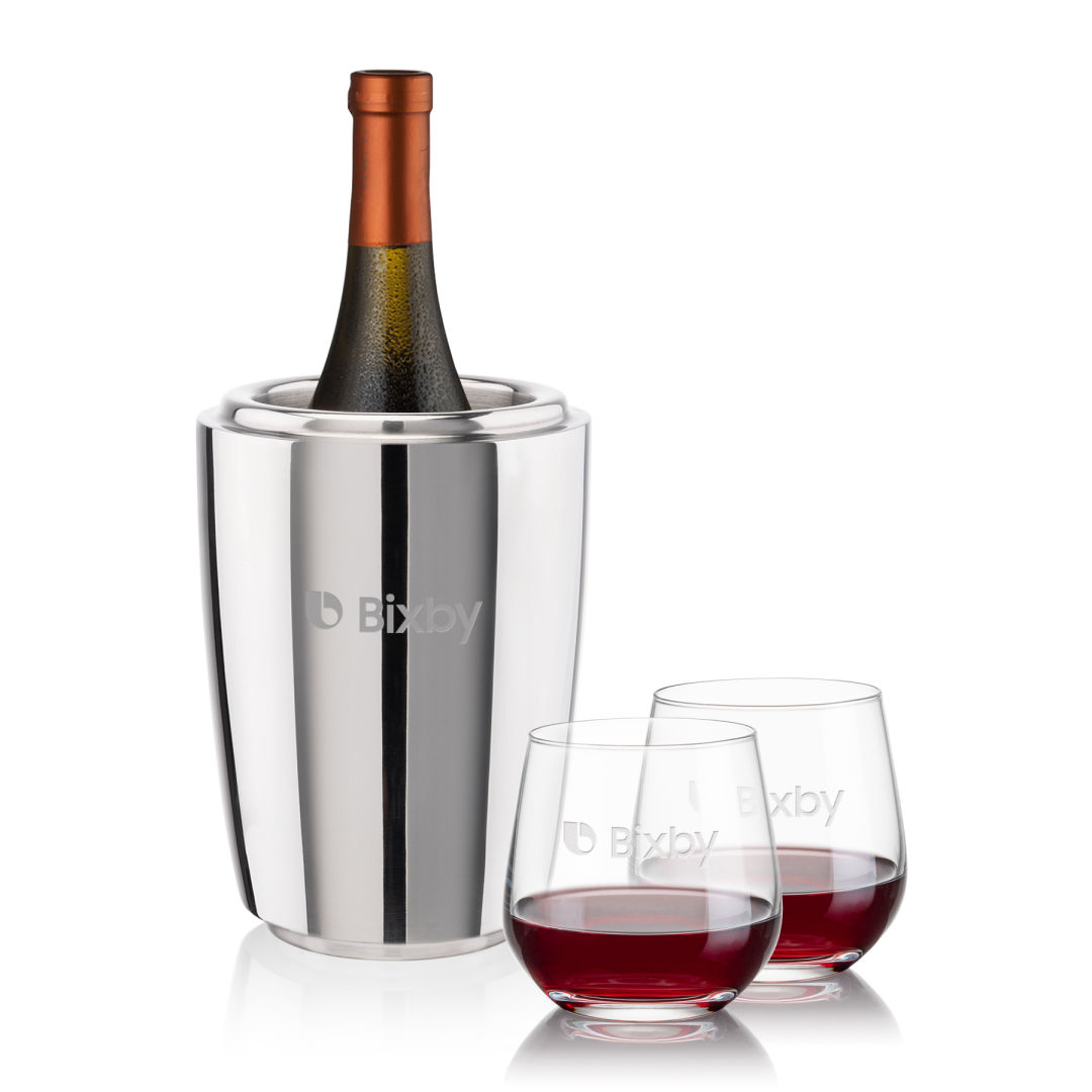 Pescara Wine Cooler & Garland Stemless Wine Set
