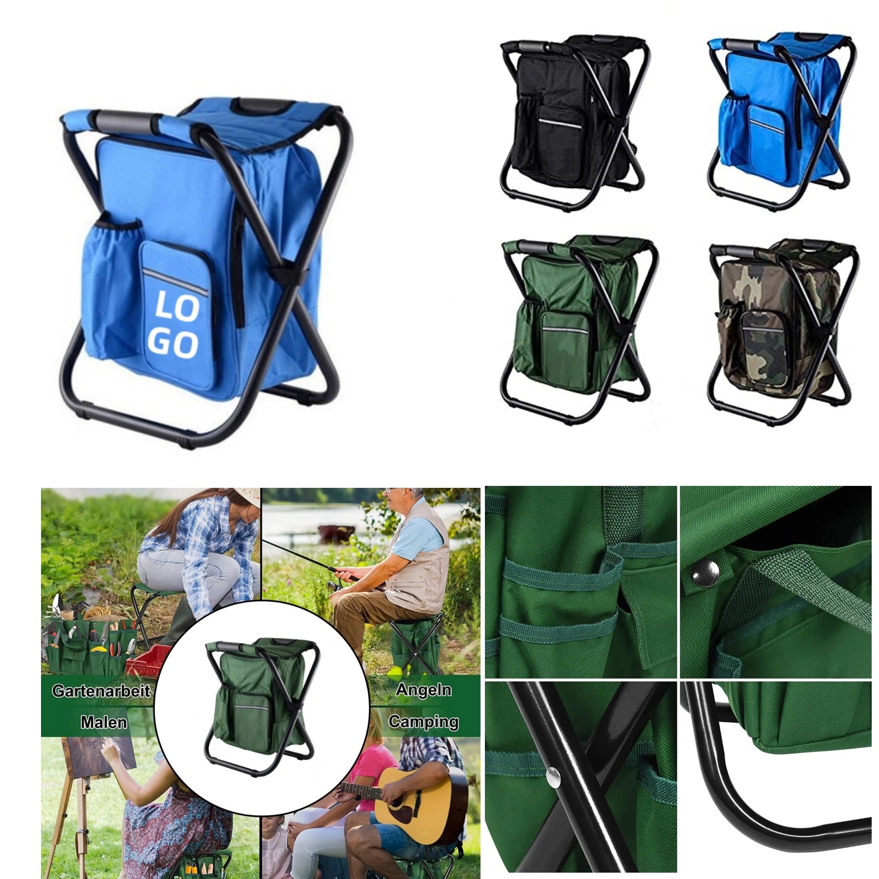 Folding Stool Backpack Chair Insulated Cooler Bag 1