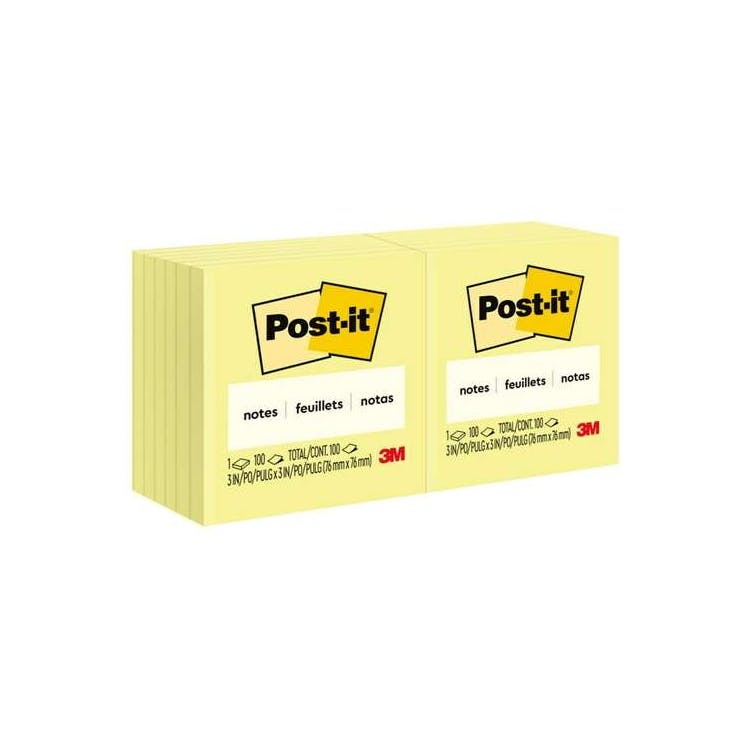 Sticky Notes - Canary Yellow 100 Sheets 12 Pack 1