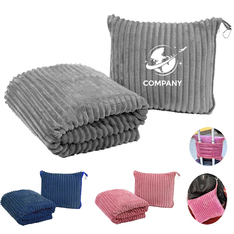 Compact Airplane Fleece Blanket 2" 1 Travel Blanket 2
