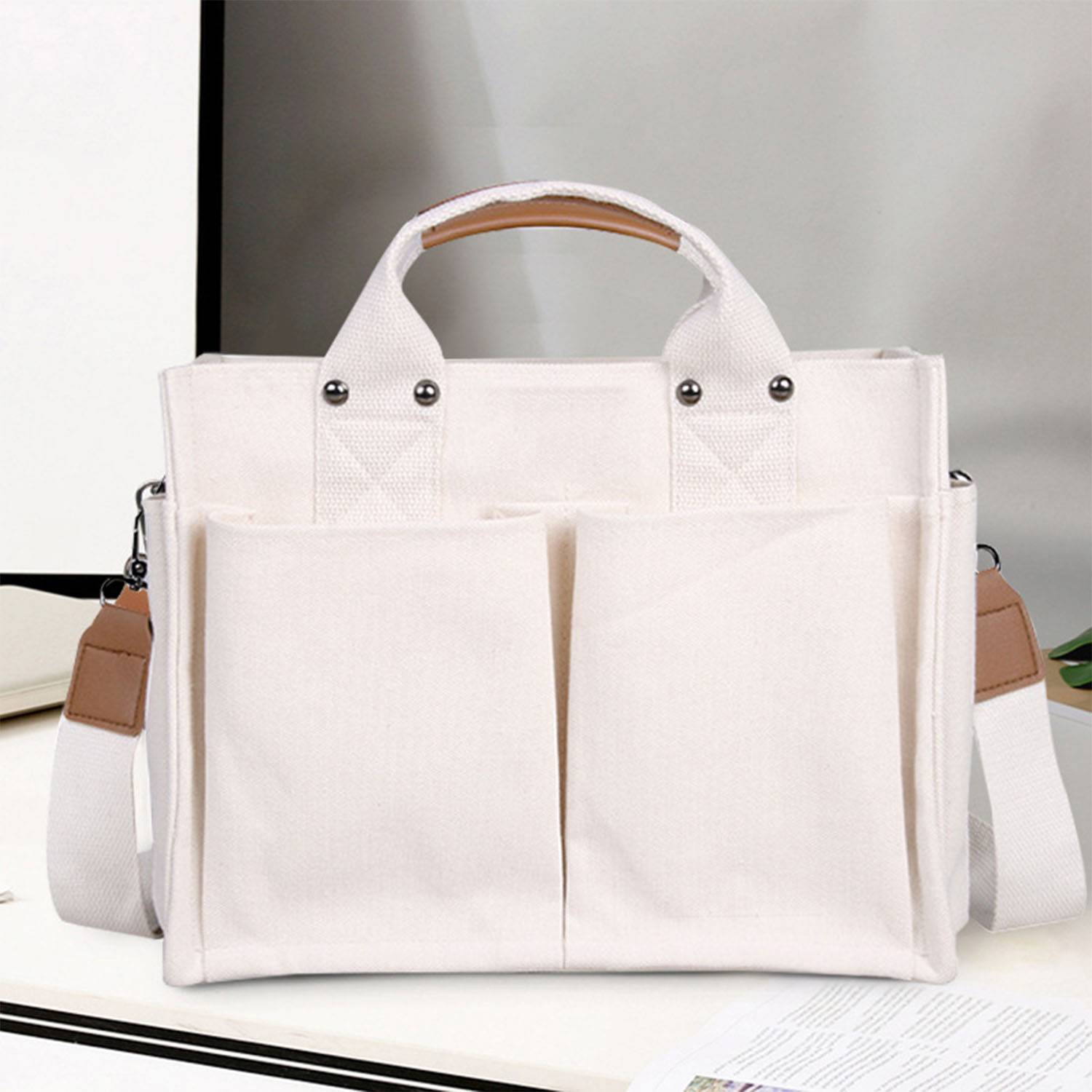 Canvas Multi-pocket Instagram Casual Crossbody Bag 5
