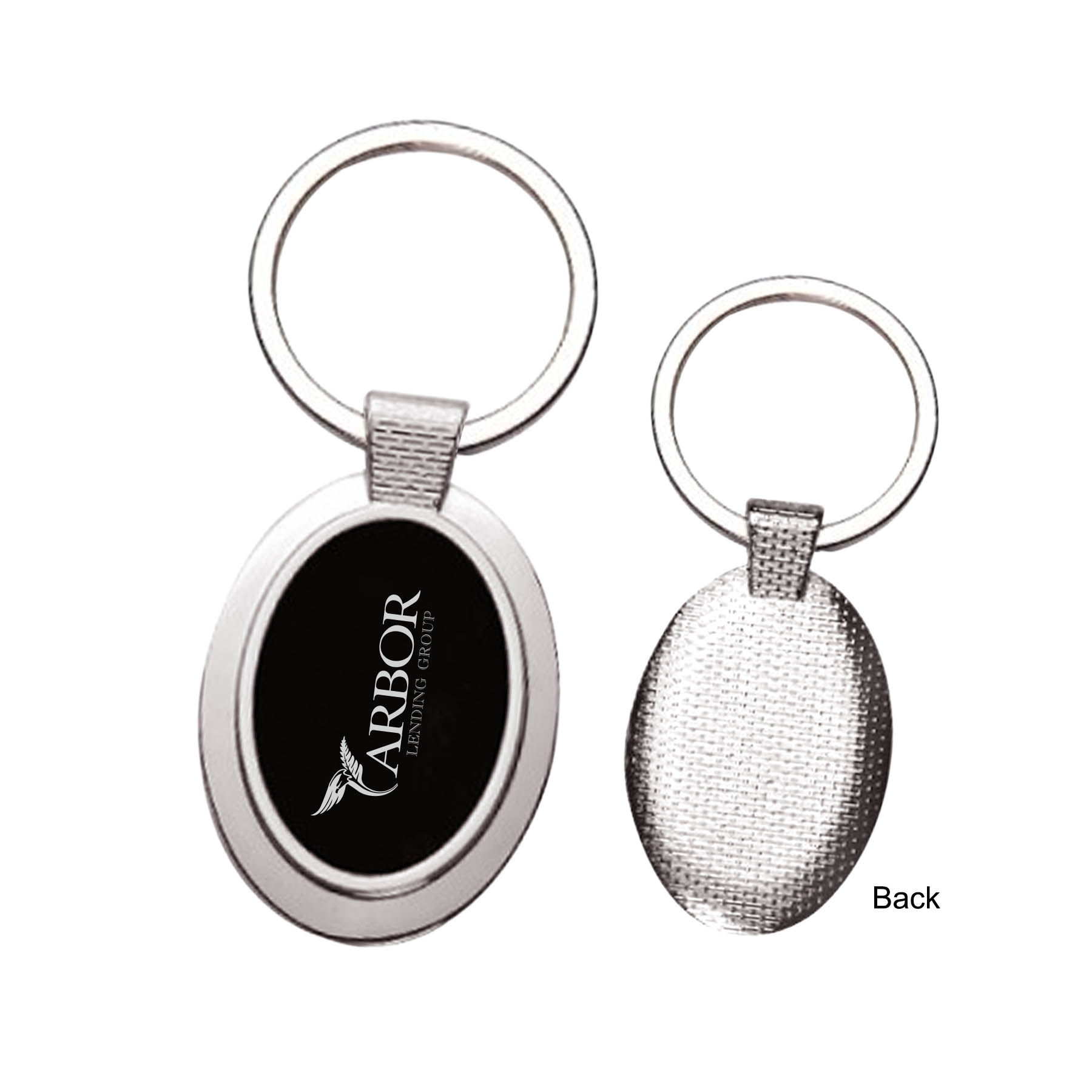 OVAL METAL KEY CHAIN W/ DARK REFLECTIVE CENTER 2