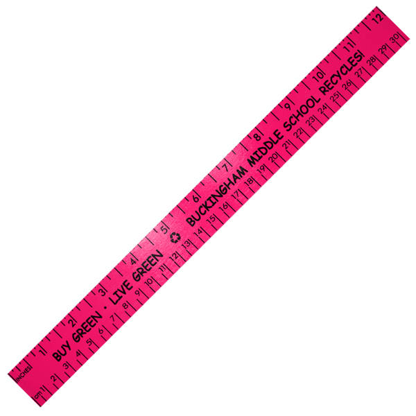 12" Fluorescent Wood Ruler - English & Metric Scale 10