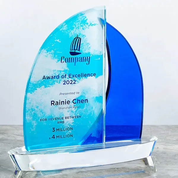 Blue Crystal Sailboat Award 5