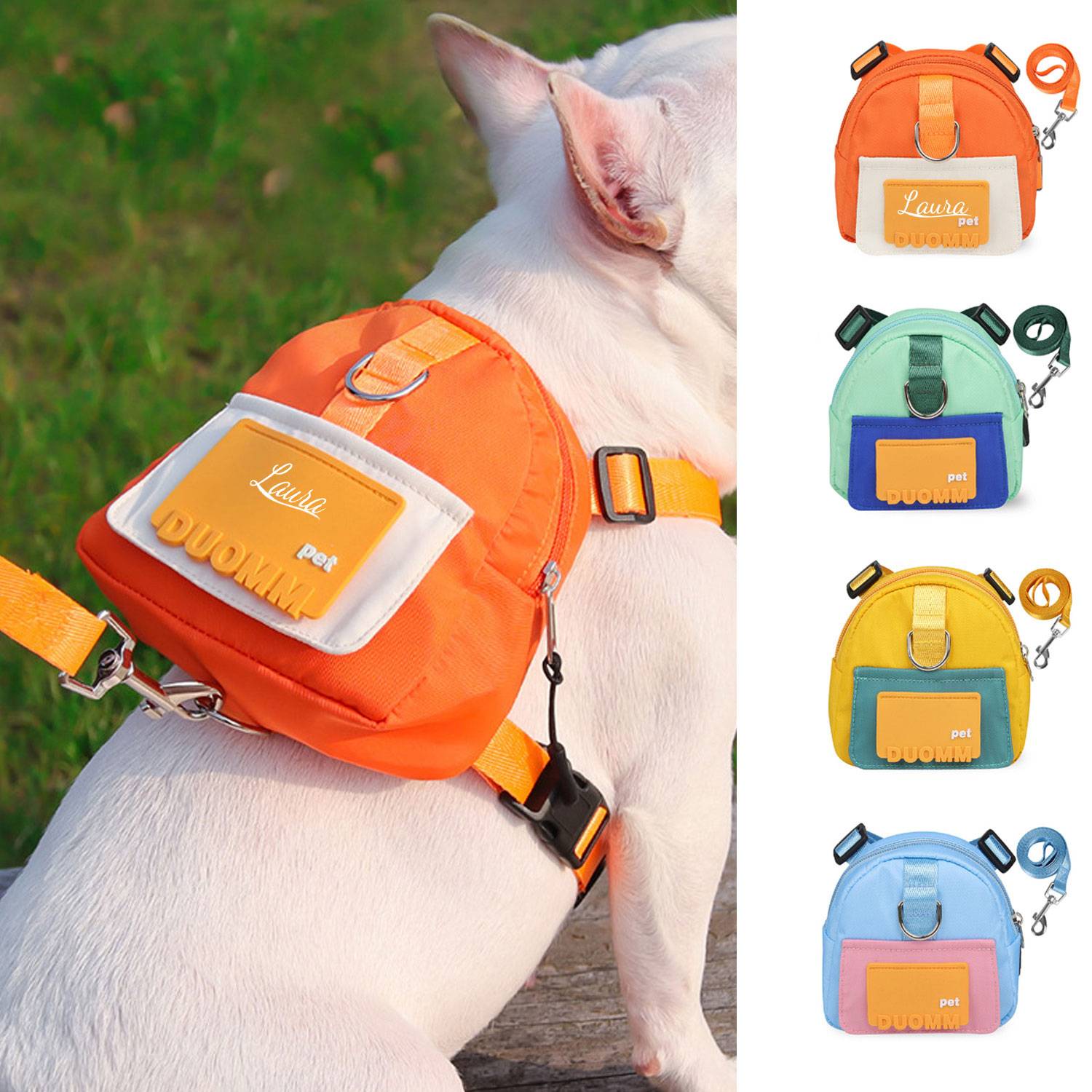 Cartoon Pet Polyester Backpack w/ Dog Leash 3