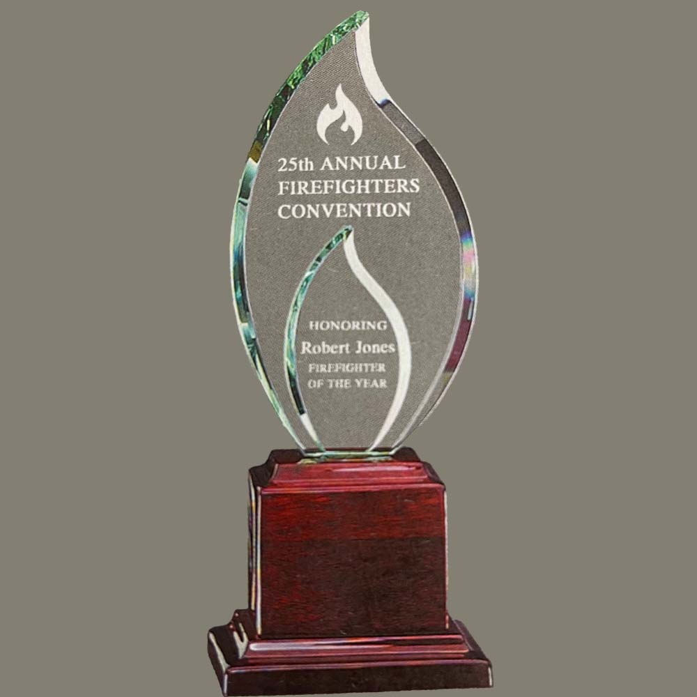 Glass Double Frame Award on Rosewood Stand 3