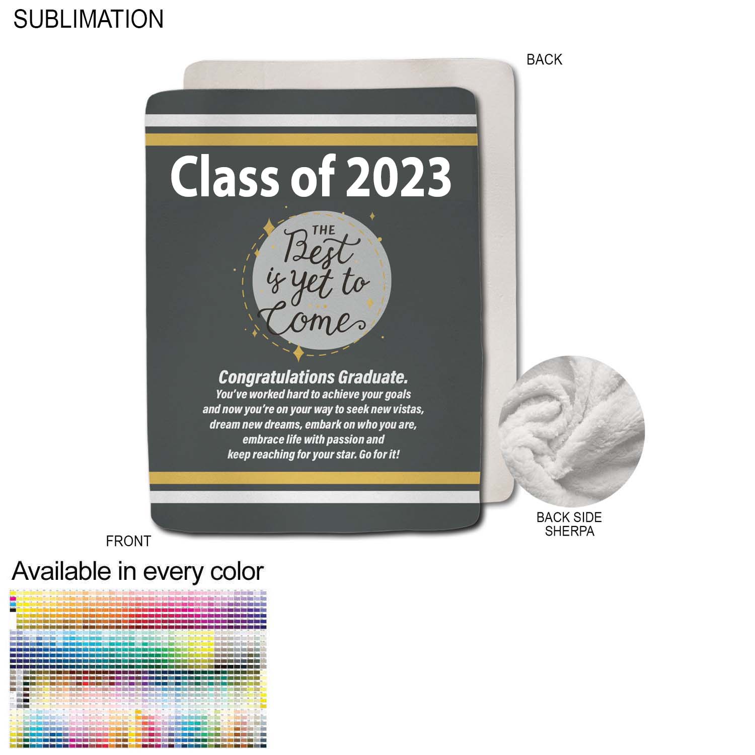 Graduation Blanket in Plush Sherpa Faux Wool Lined Micro Mink, 60x80, Queen Bed size, Sublimated 5