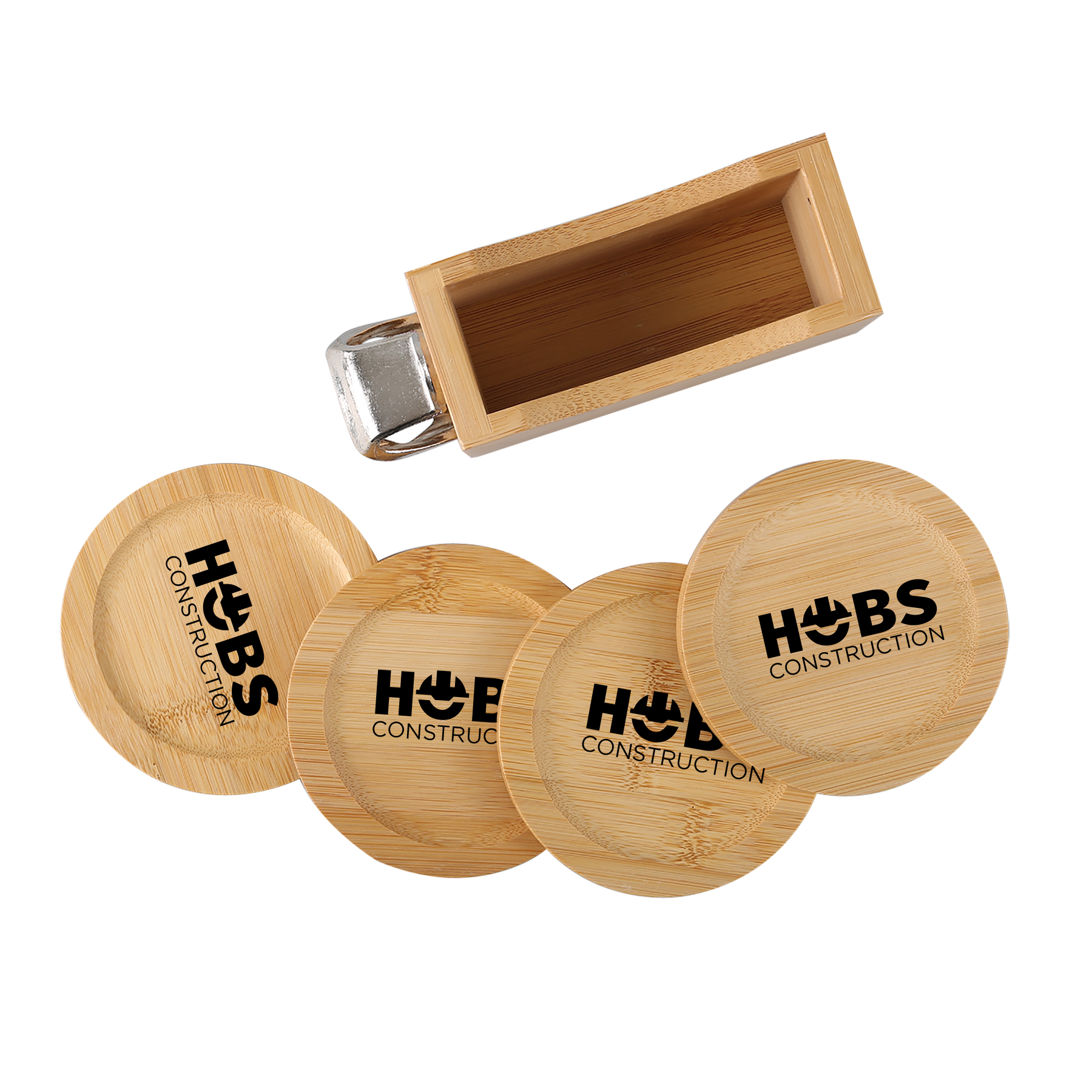 Bamboo Coaster Set w/ Bottle Opener 5