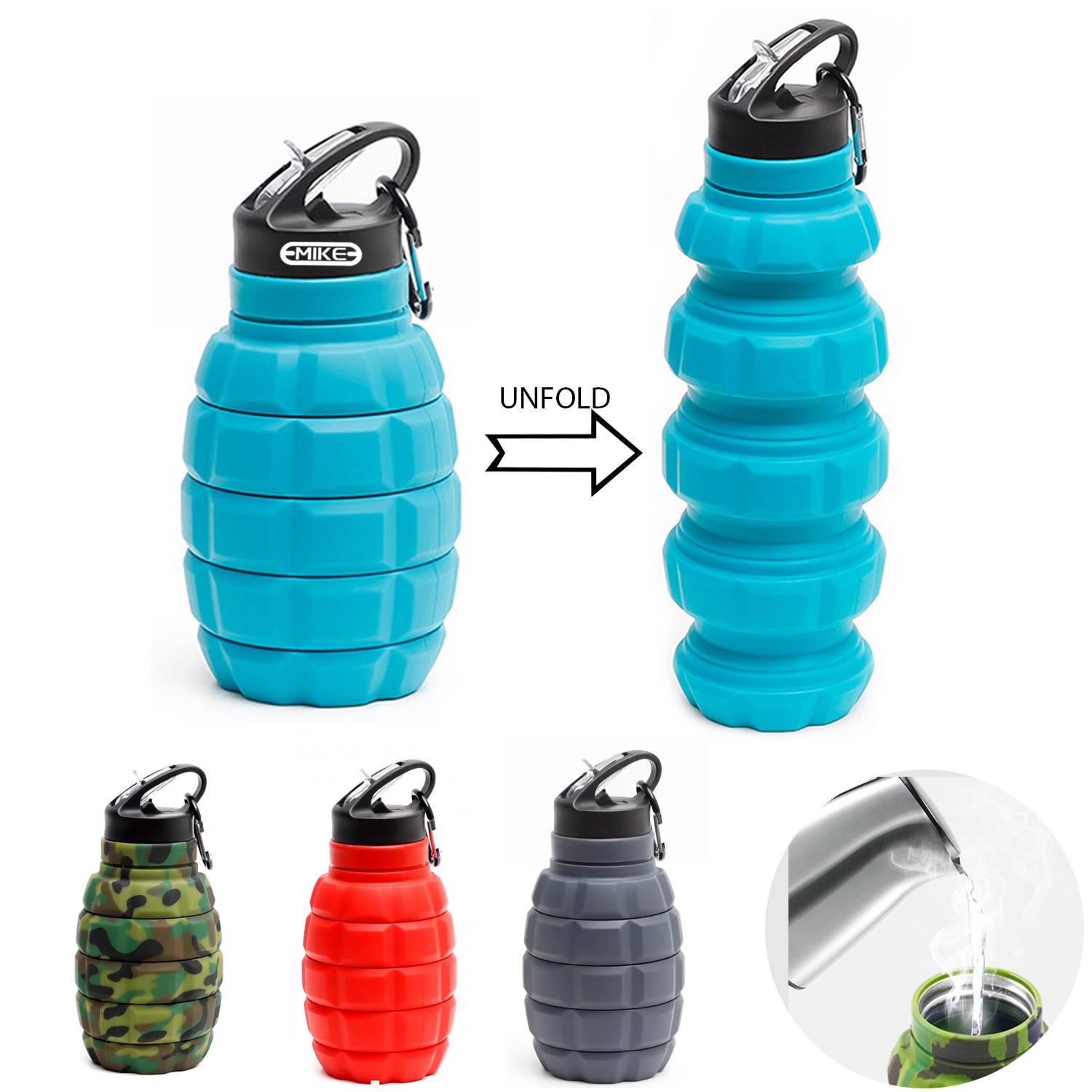 20Oz Grenade-Shaped Silicone Water Bottle 2