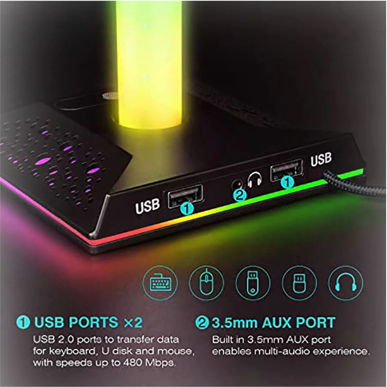 Headphone Bracket With Dual Usb Port 4