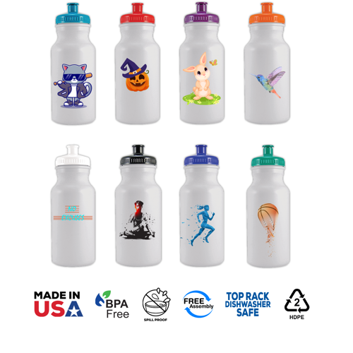 Colored Bike Bottle with Push Spout - 20 oz 2