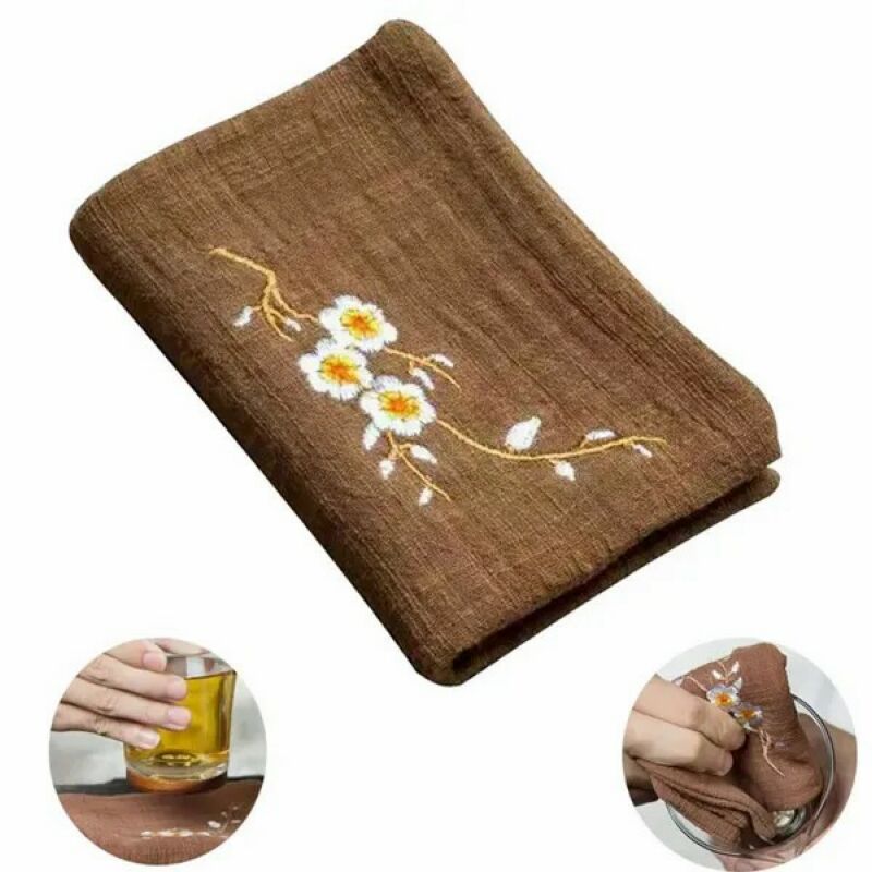 Plum Blossom Embroidered Tea Towel