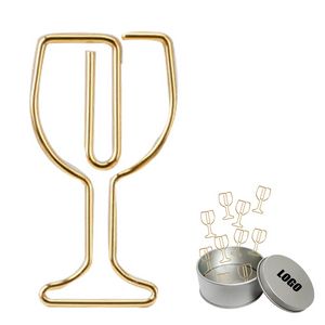 Wine Glass Shaped Paper Clips In Tin Box Customizable Lid Set Of 16 3