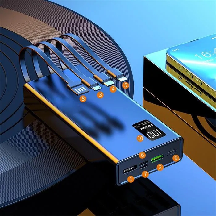 Portable Charger with Built in Cables - 20,000mAh 1