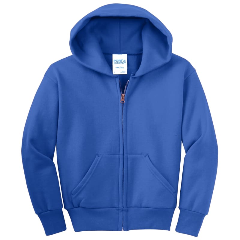 Port & Company - Youth Core Fleece Full-Zip Hooded Sweatshirt. 56