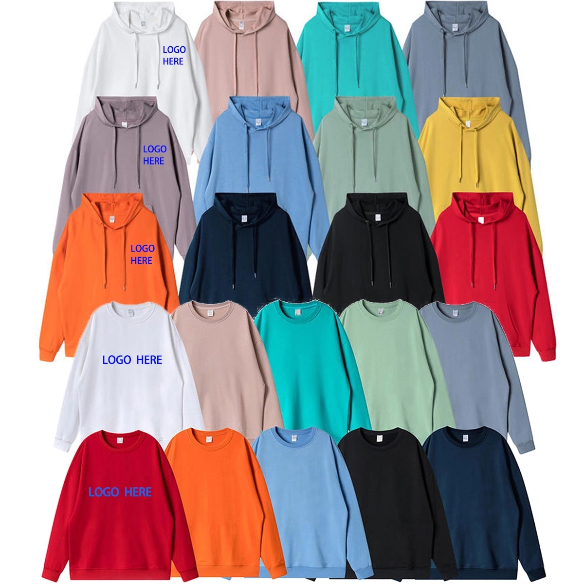 Crewneck Sweatshirt Pullover Hoodie, custom hoodie or sweatshirt with logo imprint 3