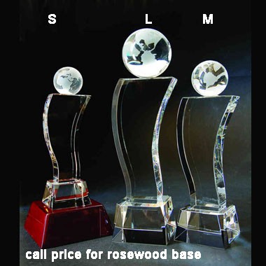 Crystal Globe Trophy (optional: Rosewood Base) 2