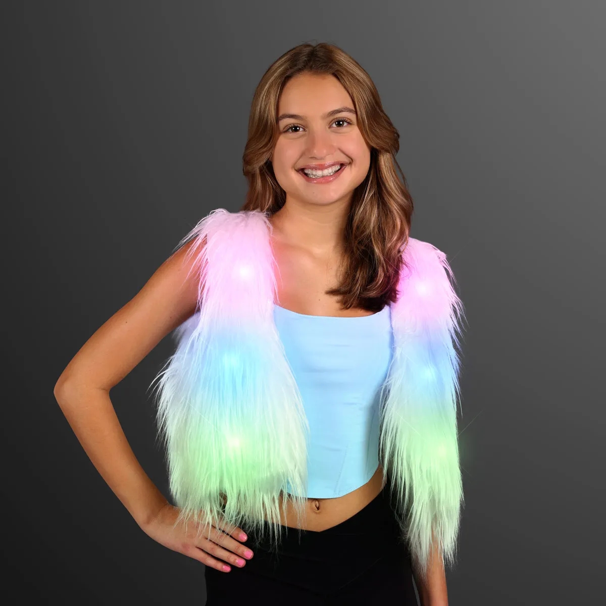 Small Faux Fur Vest LED Festival Fashion 2