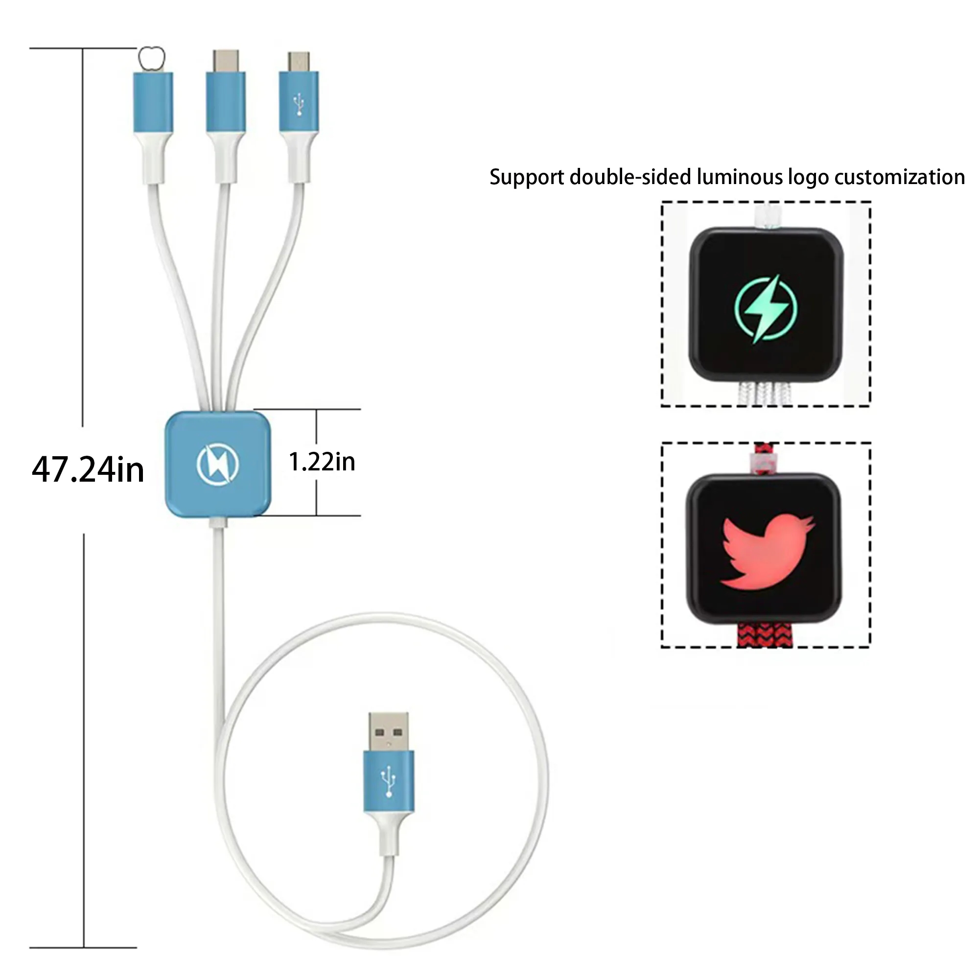 1.2m 3-In-1 Data Cable With Customizable Logo 2