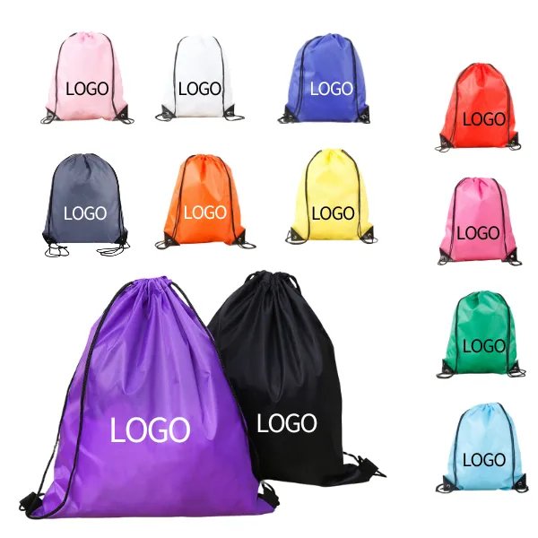 Dual-Shoulder Drawstring Polyester Water-Resistant Backpack 4