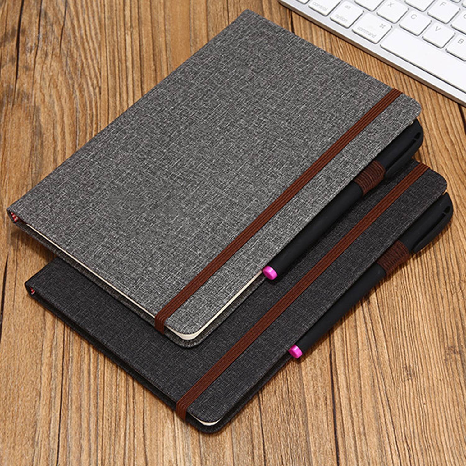Solid Color PU Leather Notebook w/ Elastic Closure 4