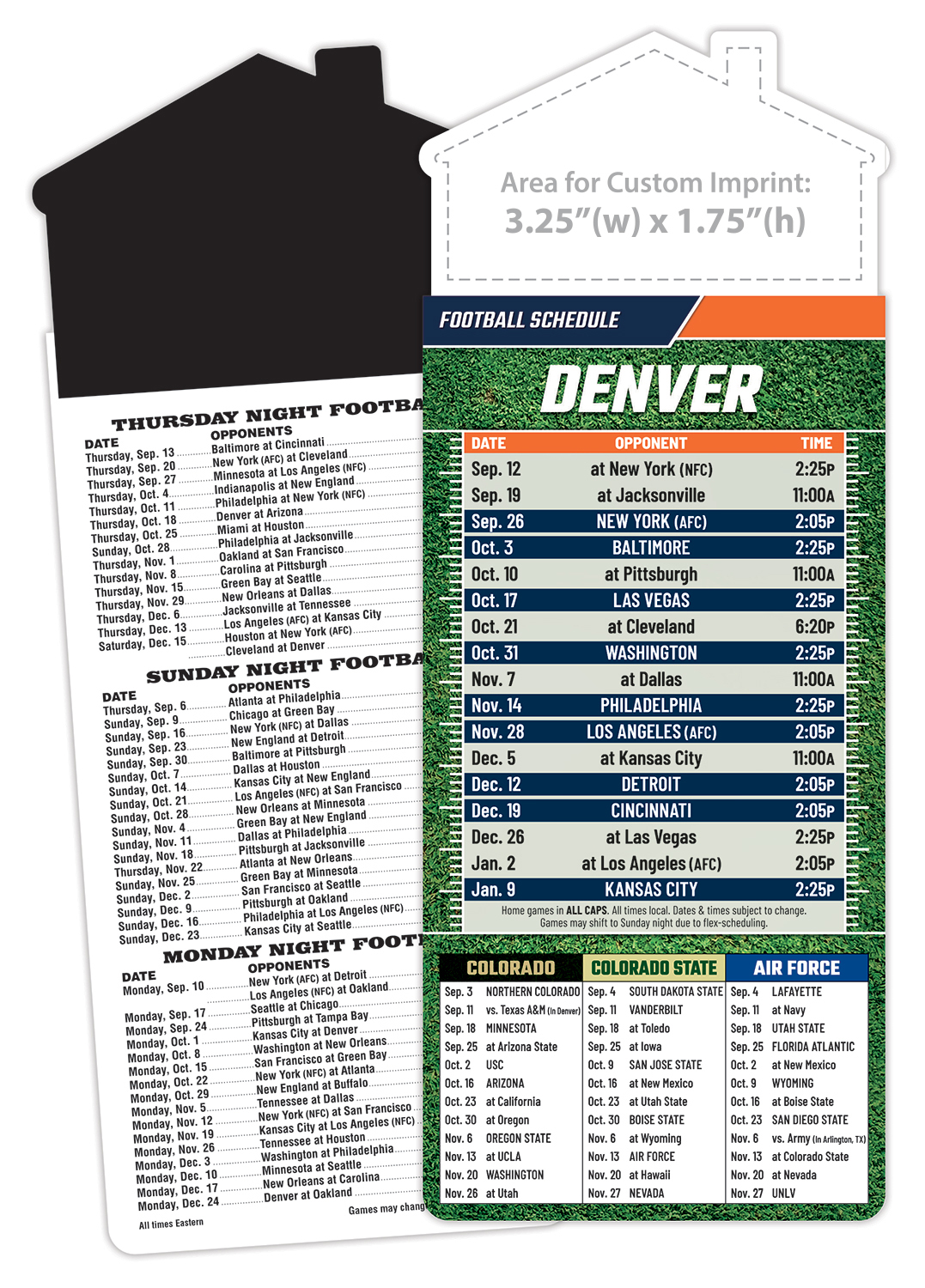 Magna-Card House Shape Magnet Football Schedules (3.5x9)