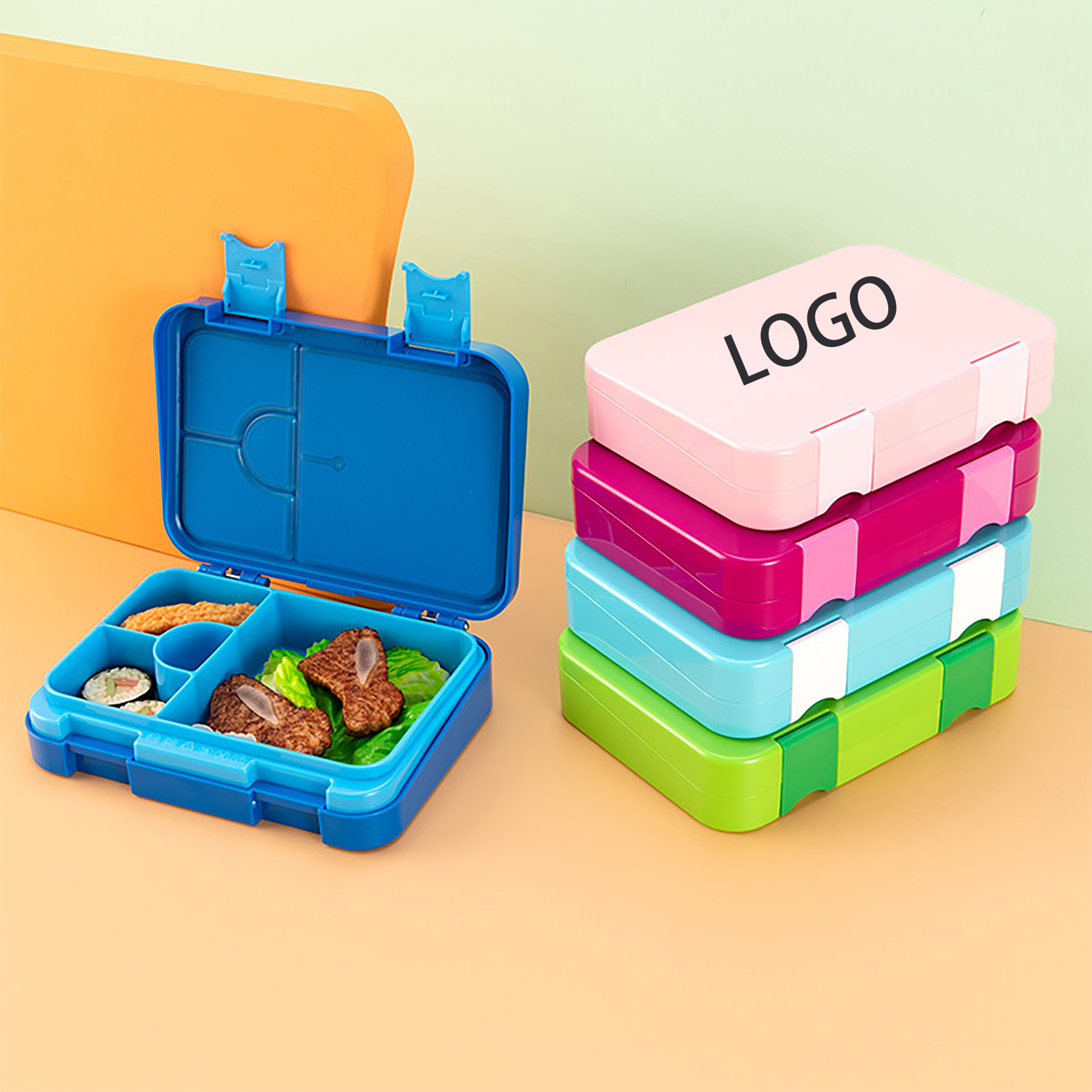 4-Compartment Bento-Style Lunch Box with Removable Divider 1