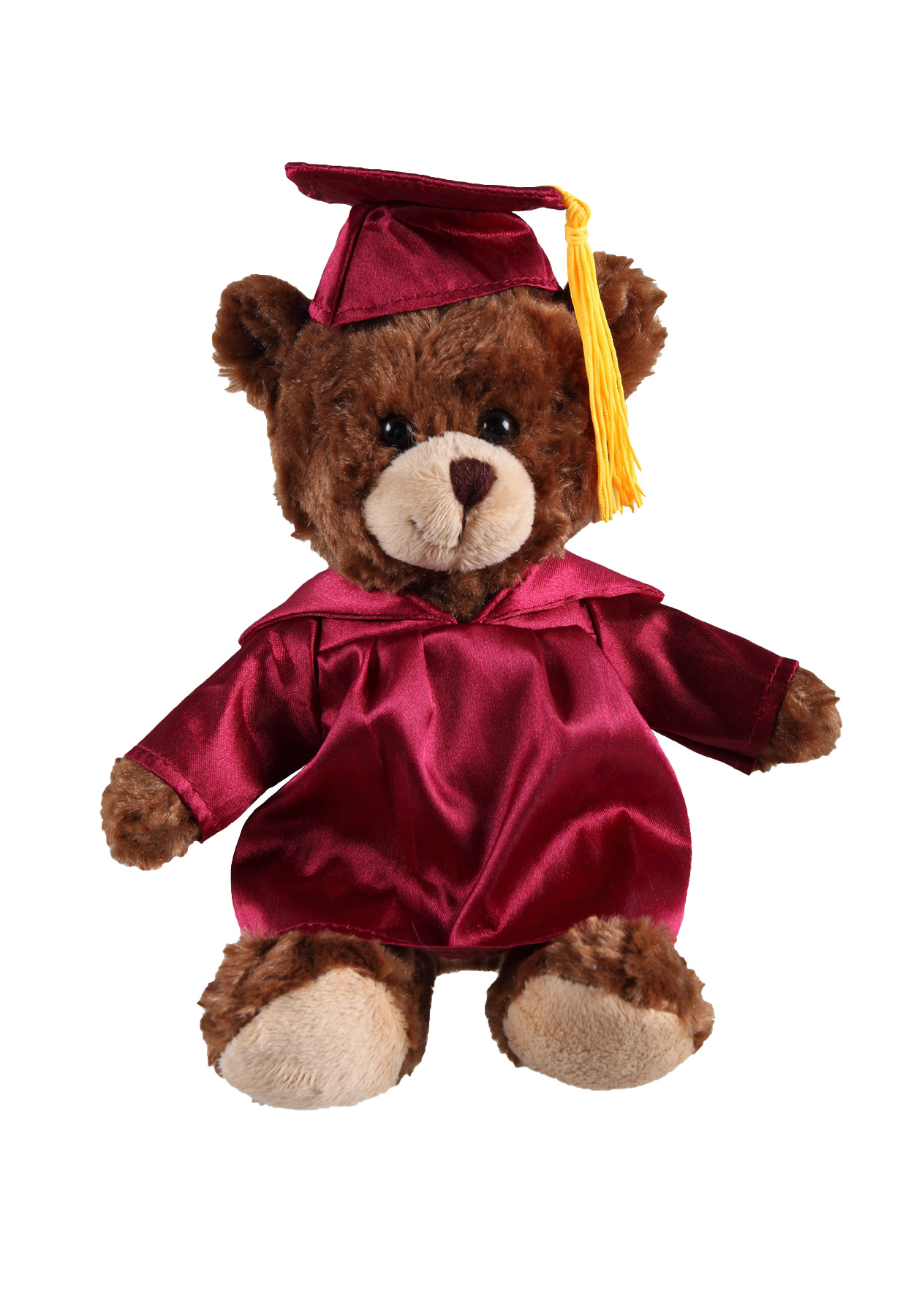 soft plush  Chocolate Curly Sitting Bear with graduation cap &gown 2
