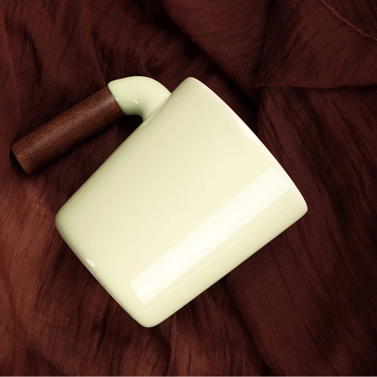 12 OZ. Custom Wooden Handle Ceramic Coffee & Milk Drink Mug 3