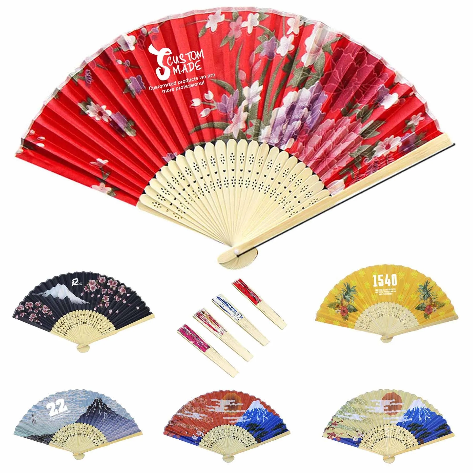 Bamboo Cloth Folding Hand Fan 1