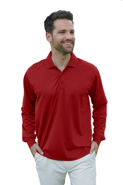 Vansport Omega Long Sleeve Solid Mesh Tech Polo 13