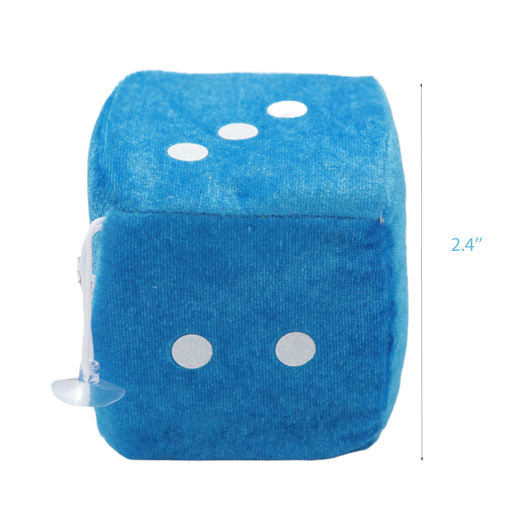 Car Mirror 2.4" Hanging Fuzzy Dices with White Dots 3