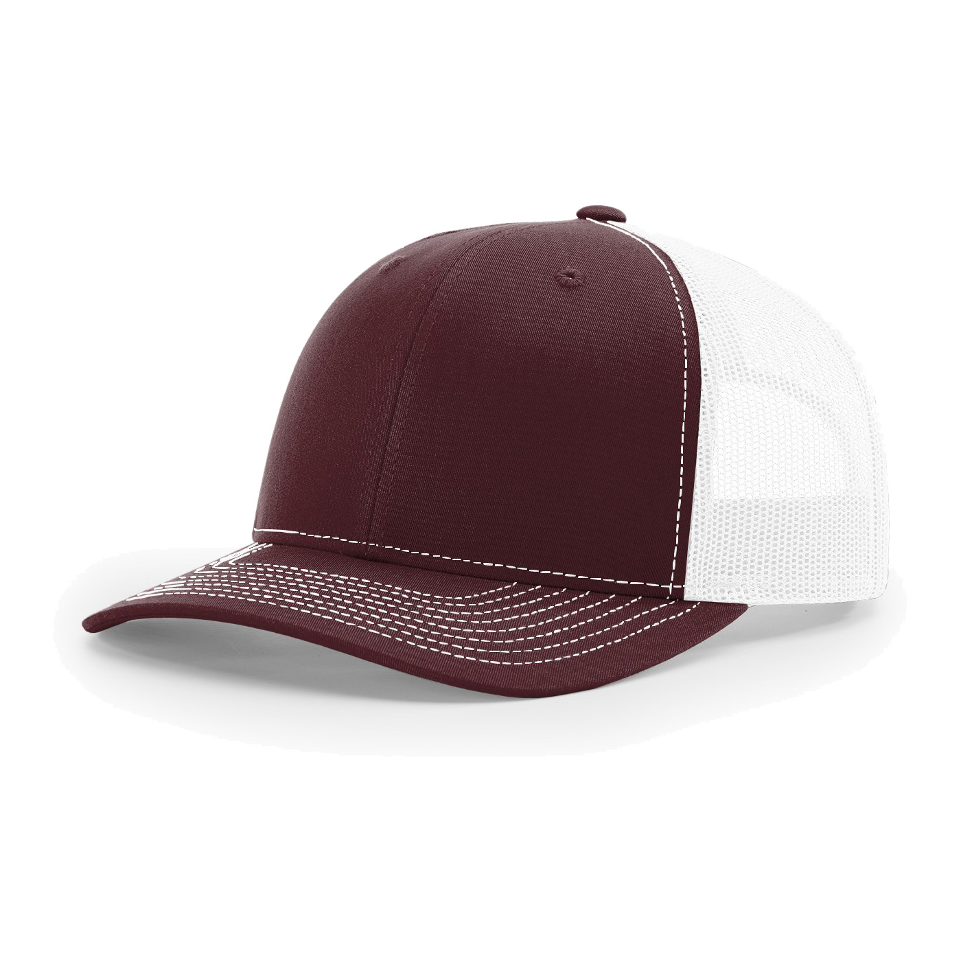 Richardson 112 6-Panel Snapback Trucker Hat w/Leatherette Adhesive Patches or Embroidery 83