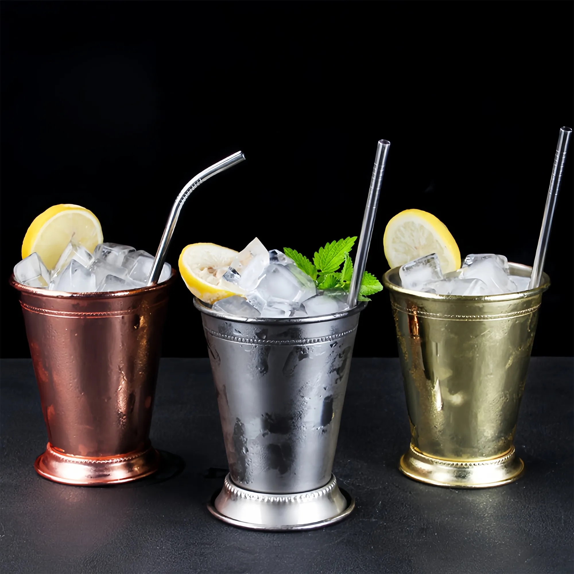 Stainless Steel Curled Rim Mojito Glass 3
