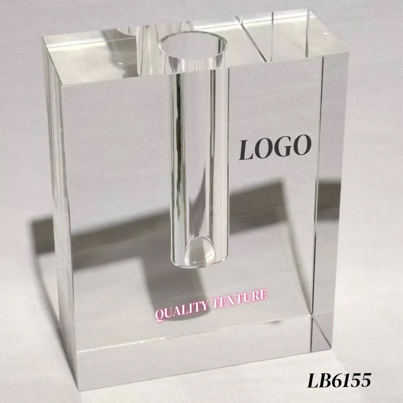 Square Crystal Flower Vases Glass Centerpieces for Tables 5