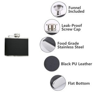 4oz PU Leather Stainless Steel Flask With Tightly Sealed Cap, custom water bottle with logo imprint 6