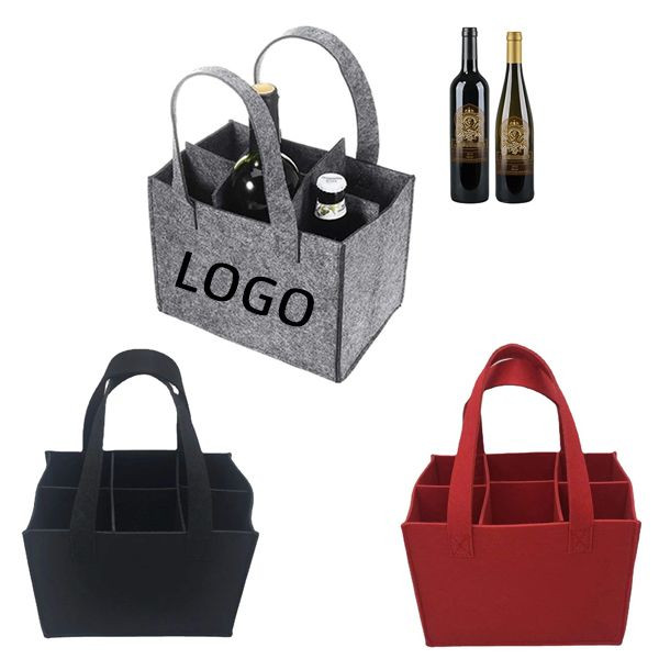 6-Bottle Packed Felt Wine Bottle Tote Bag 1