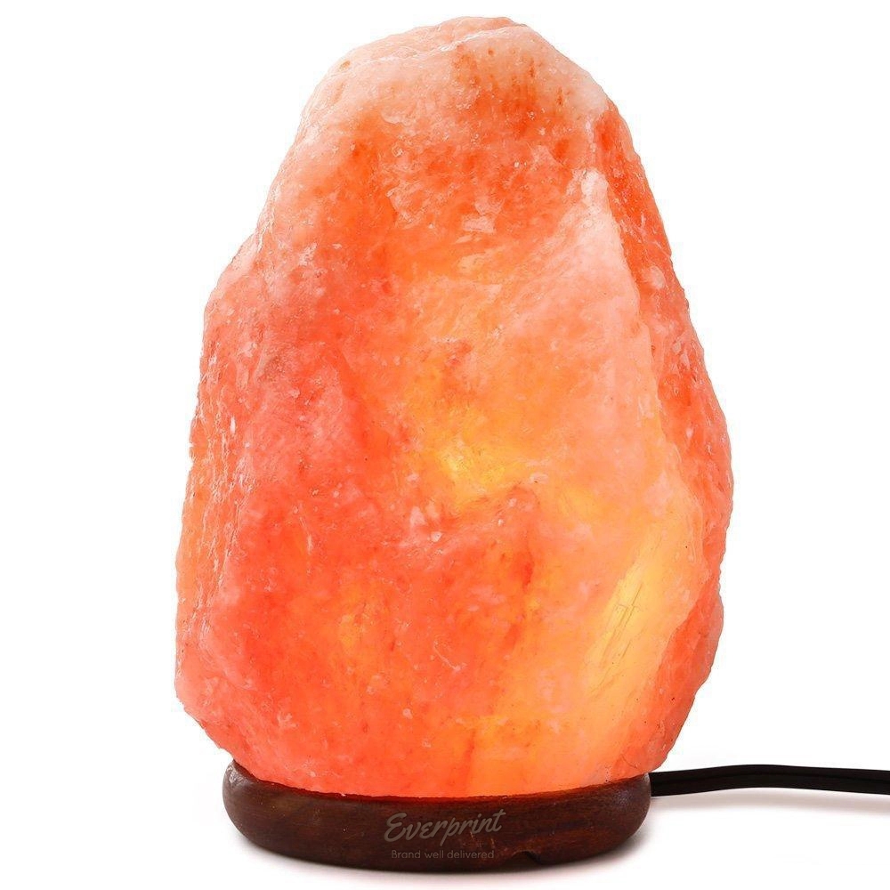 Himalayan Hand Carved Crystal Salt Lamp with Wood Base 4