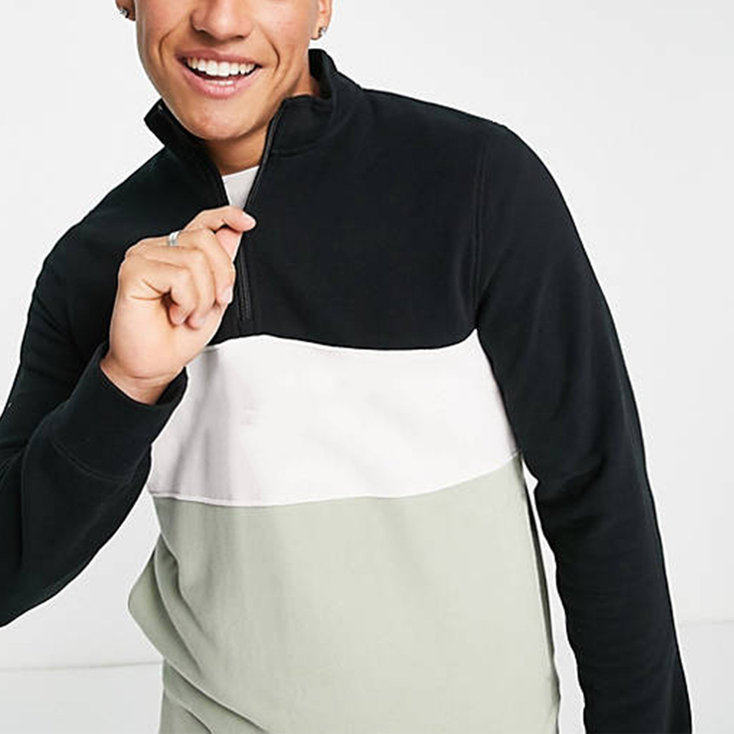 Three Color Patchwork Pure Cotton Sports And Leisure Hoodie 2