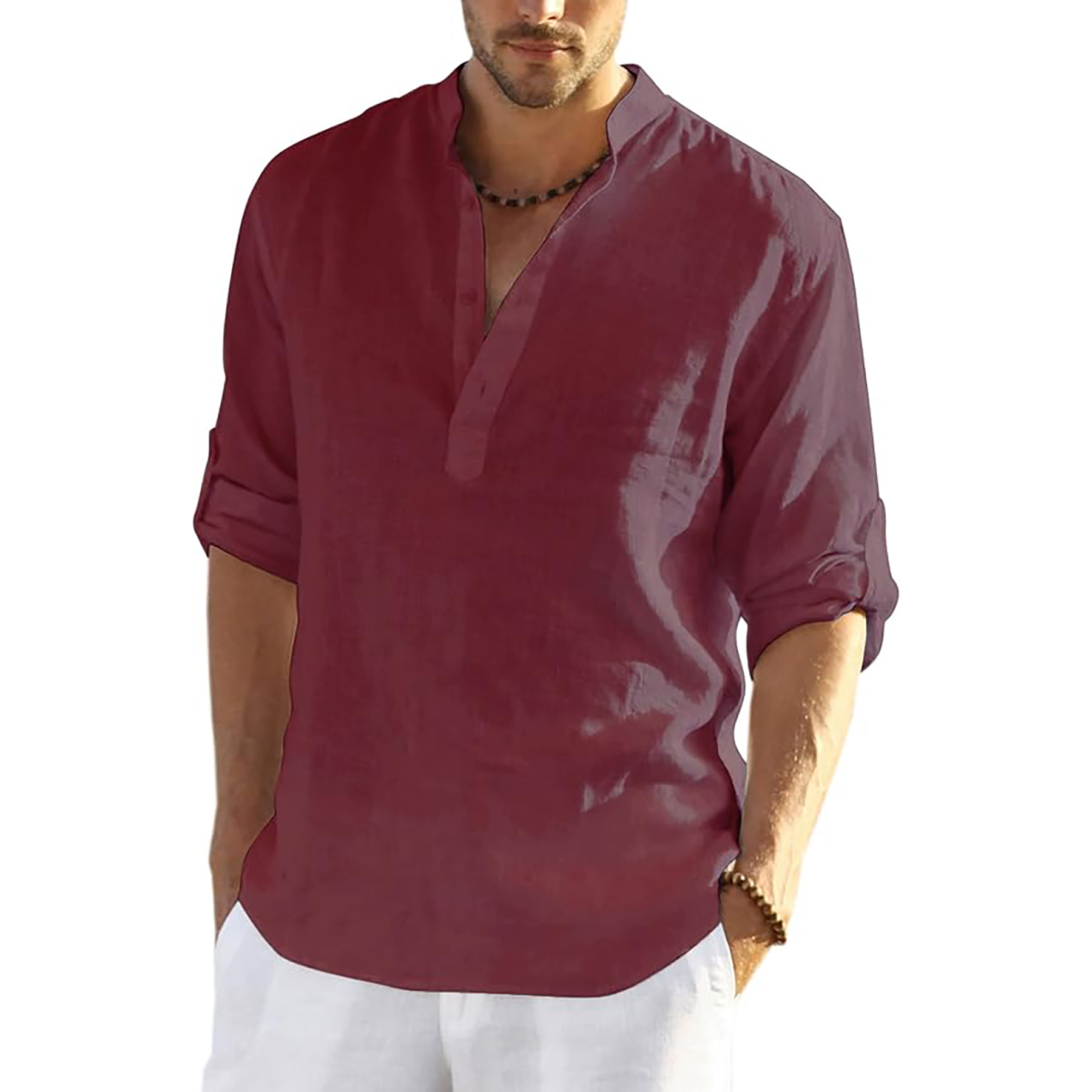 Casual Henley Collar Shirt 12