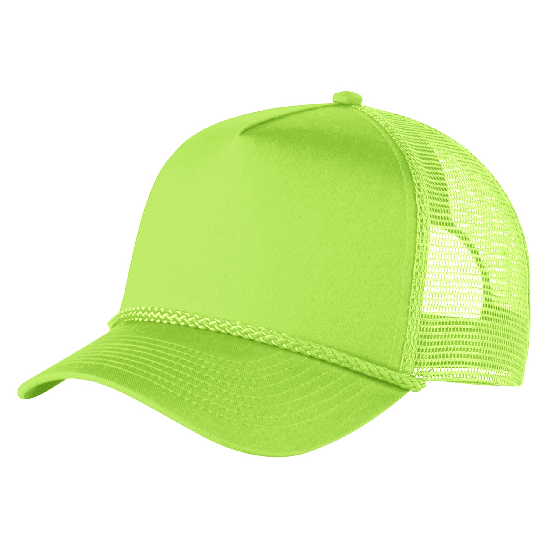 Structured 5 Panel Curved Bill Trucker Cap with Rope 21
