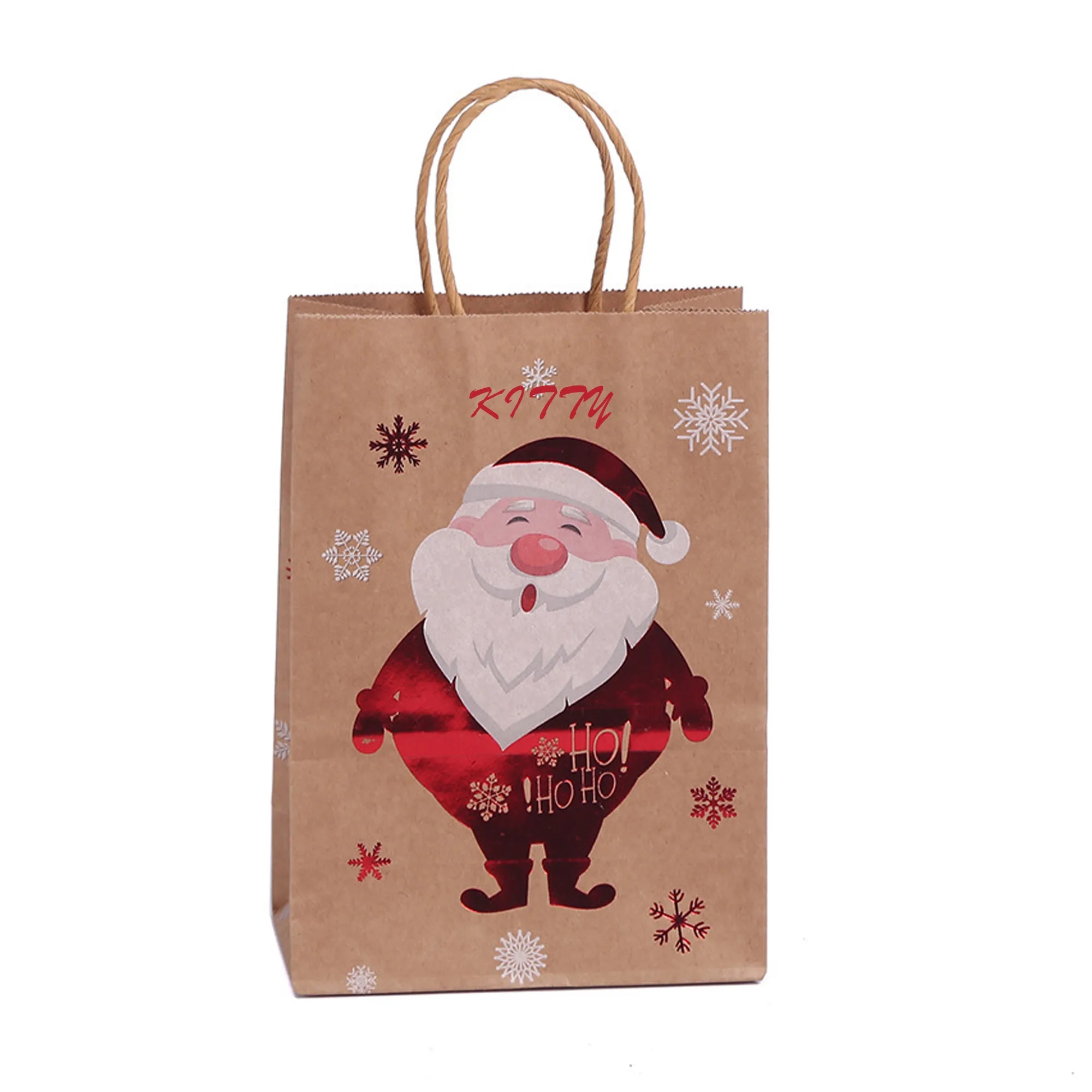 Christmas Kraft Paper Tote Bag (For Holiday Gifts) 2
